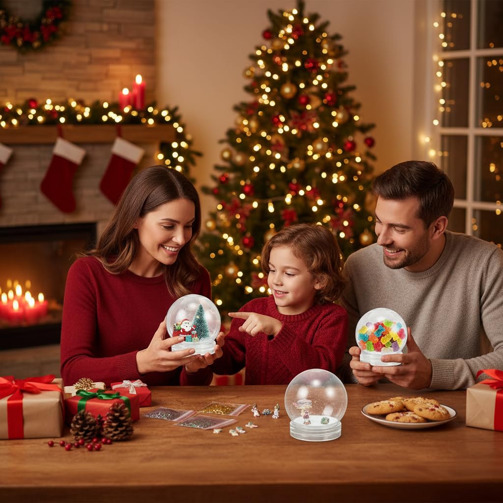 DOITOOL Schneekugeln Basteln : 20 Stück 150 ml DIY Schneekugel – 6,9 cm Transparente Kunststoff Mini Schneekugel Mit Schraubkappe – Leere Kunststoff- Für Handwerk Weihnachtsdekoration Befüllen Kinder