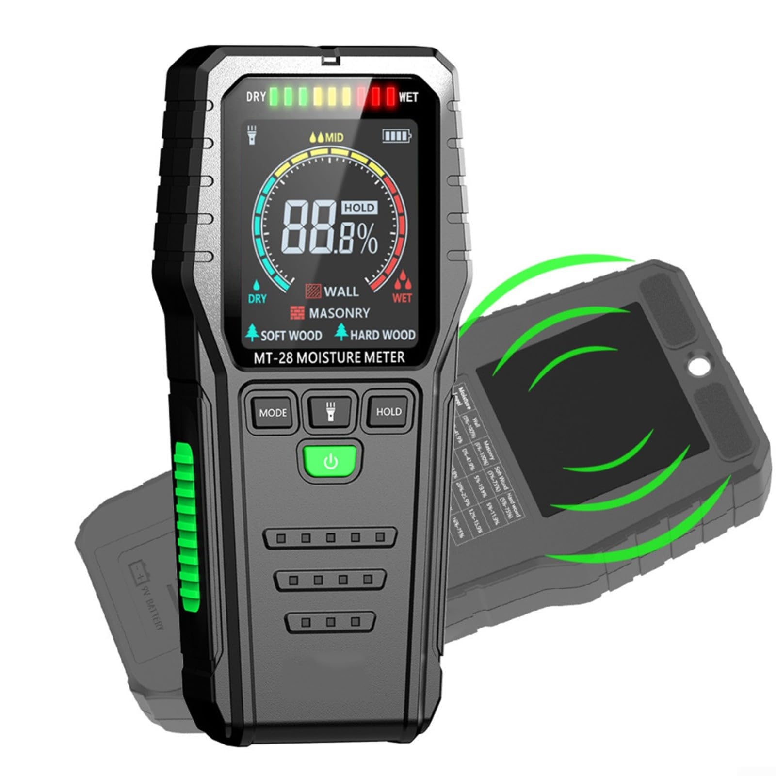 Medidor de humedad de madera, probador inductivo de la humedad con el LCD
