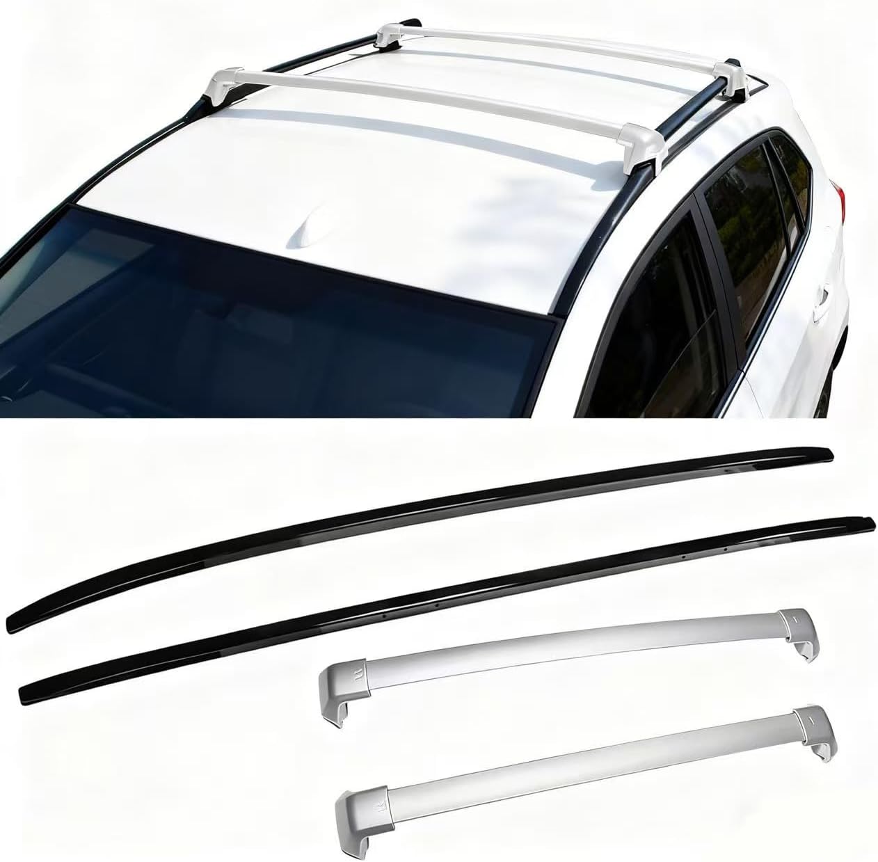 Roof Rack Cross Bars for Honda CRV CR-V 2023-2025 | 2Pcs Black Aluminum Rooftop Cargo Crossbar Carrier Side Rail Bar Rack Rail, No Drilling Required (Crossbar Roof Rail)