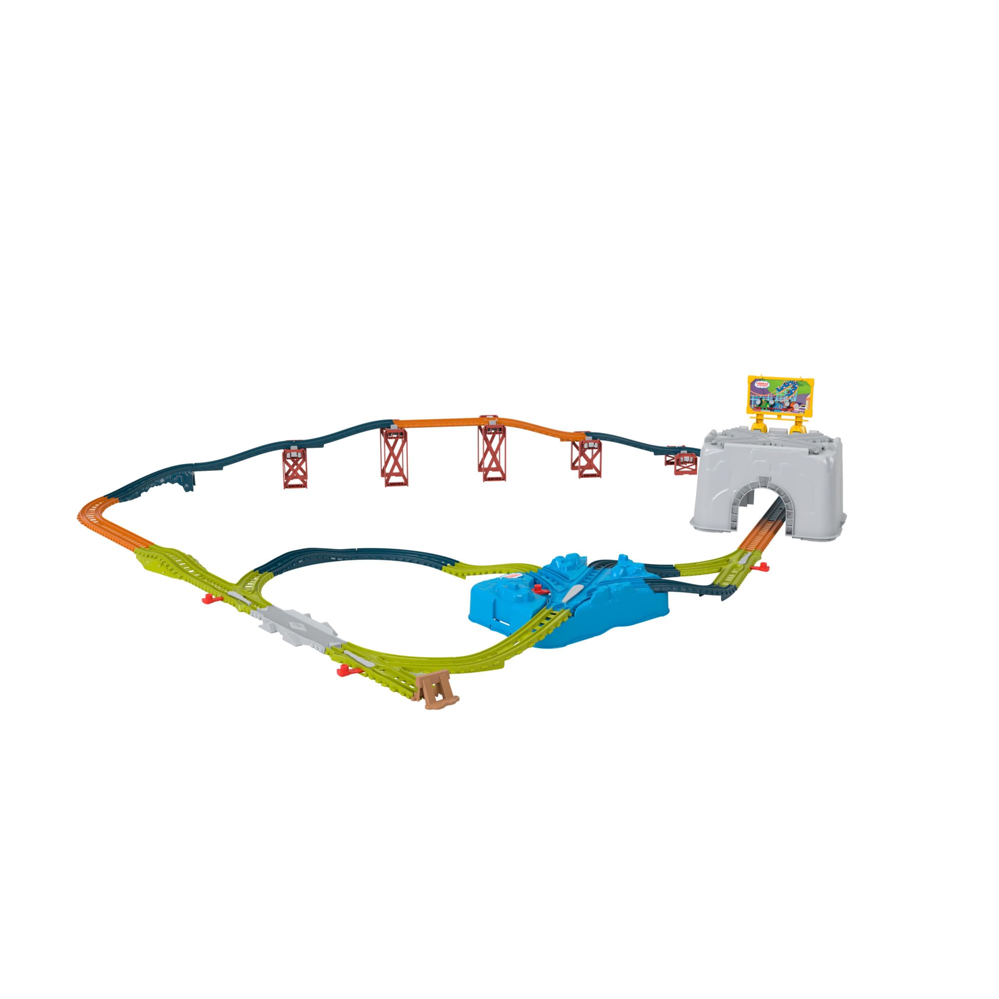 Thomas & Friends Coffret D’Extension Seau Piste 2 en 1 À Assembler Et Connecter avec 34 Sections De Piste pour Trains en Métal Et Motorisés, Jouet Enfant, De 3 Ans À 5 Ans, HNP81 | Fromes de rails variées : droites, courbes, montées. Seau & couvercle pour