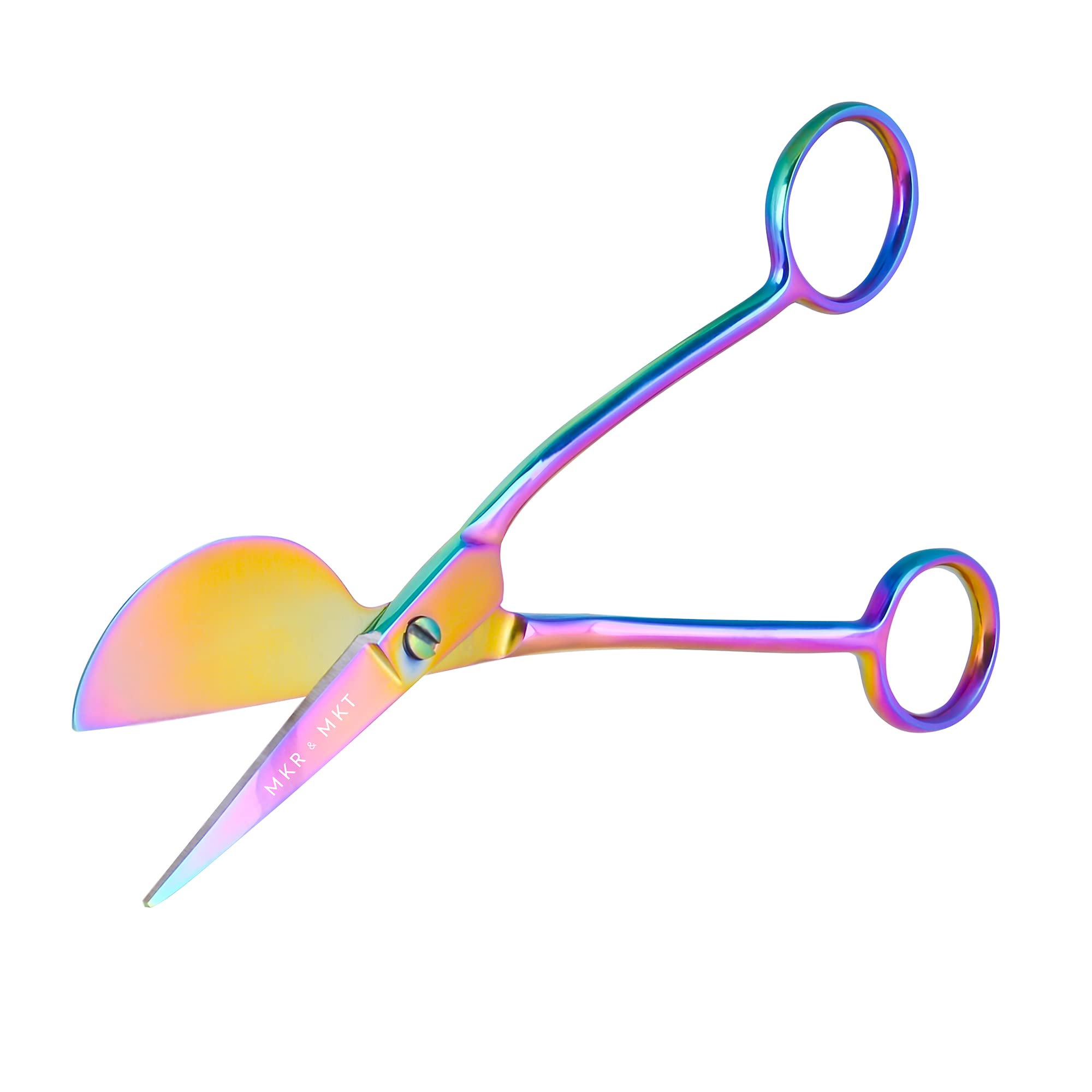 Applique Pelican Duckbill Blade 5.8 pulgadas – Tijeras de mango curvo doblado doble con funda de bolsa para bordado, tela, hilo, tejer, costura, artes y manualidades (arcoíris) | Bordado a máquina, costura y acolchado, corte de precisión para tela e hilo,