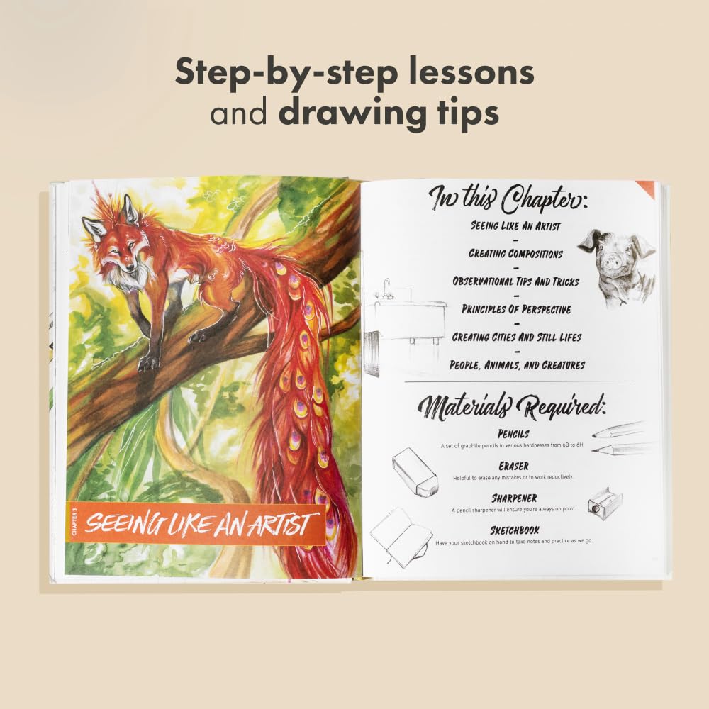 The Artist's Drawing Book: Learn How to Draw, Sketch, Shade, and More with Easy Lessons and Practice Pages