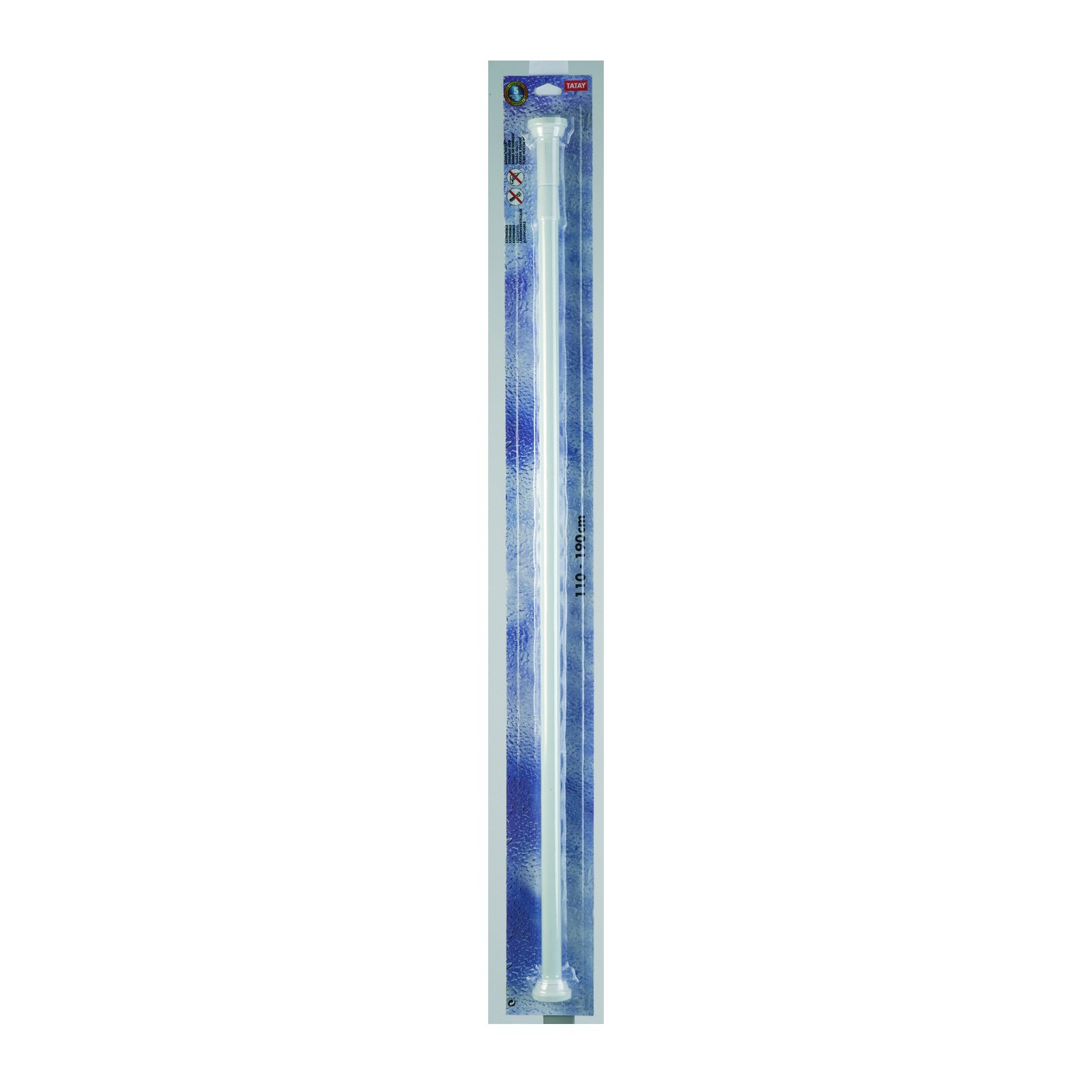 TATAY 5580301 - Barra Recta Extensible para Cortina de Ducha, Aluminio, Blanco, 110-190 cm
