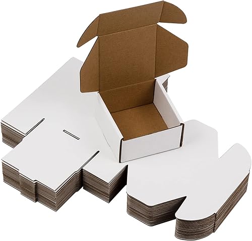 Miniatura 106 de Cajas de envío de 6 x 6 x 2 pulgadas, paquete de 25 cajas de cartón corrugado marrón para pequeñas empresas, embalaje y correo Marrón,Blanco