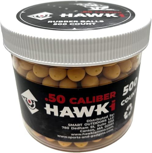 Miniatura 25 de Hawki - Pelotas de goma reutilizables de 0.50 o .43 cali, bolas de goma suave, menos letales para pistolas de paintball negro x 100