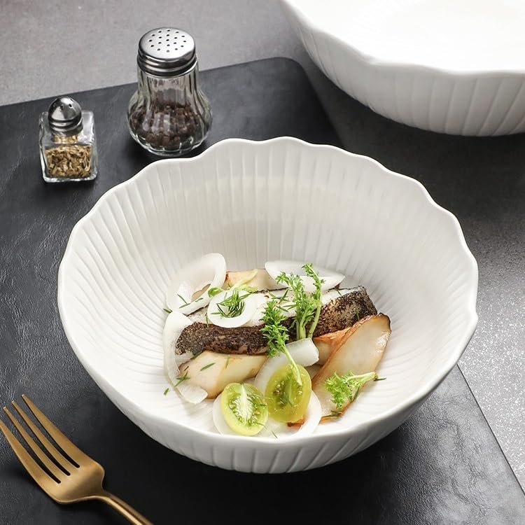 Piatti Cena Ciotola da portata in ceramica, piatto da portata, ciotola da zuppa, ciotola da ramen, ciotola da portata for ristorante Forniture Per Feste(9.5in)