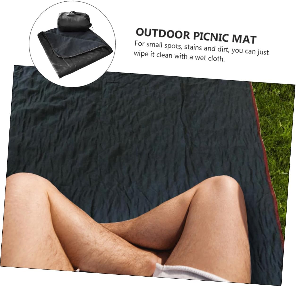 Outdoor Camping Blanket Waterproof Fleece Mat Foldable Sandproof Ground Cover for Hiking Picnic Beach Nap – Black