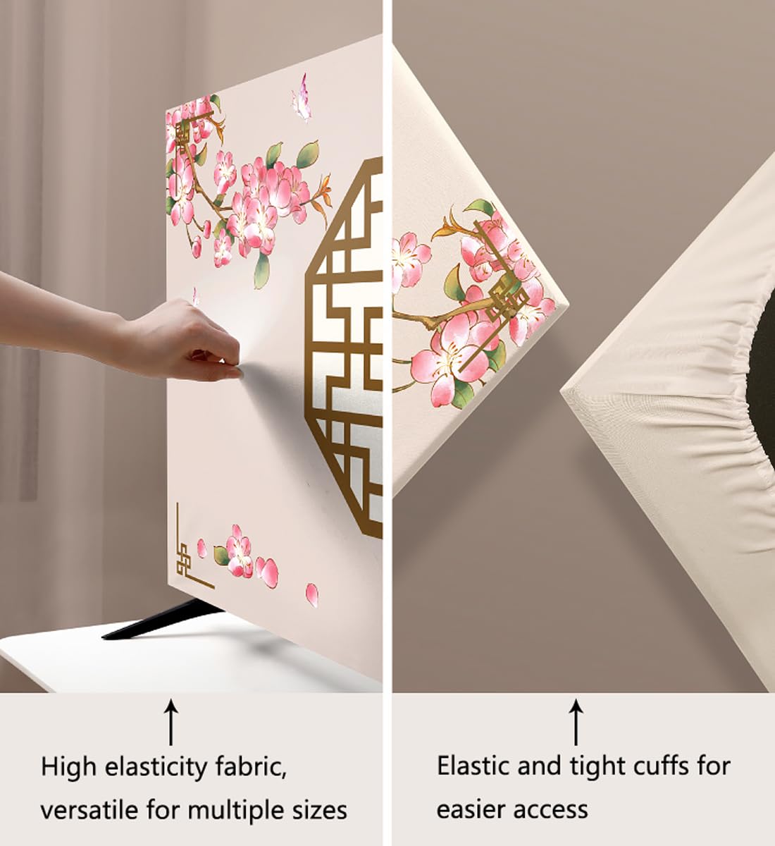 Couverture de Protection d'Écran pour TV LED LCD Moniteur 55-60 Pouces Tissu Élastique Mural Imperméable