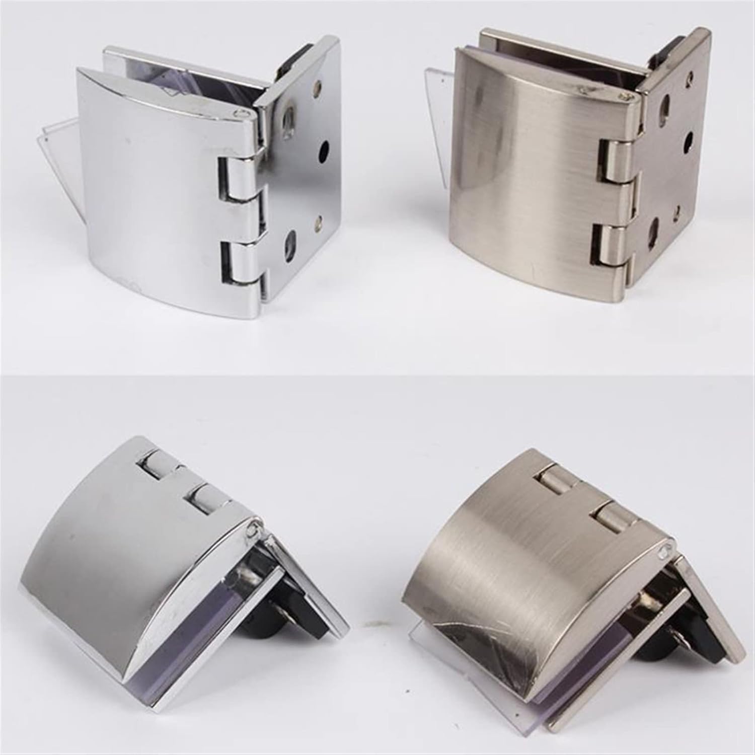 Hinges 90 Degree Bilateral Clip Cake Cabinet Glass Hinge Punch-Free Wine Furniture Hardware(B-Lack)