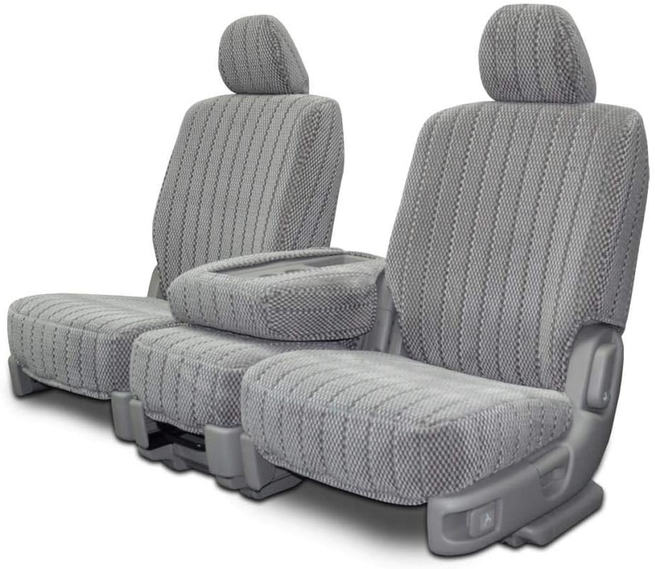 SCU - Compatible with Chevy/GMC Model - Custom Fit & Water Resistant Seat Covers for Front 60-40 Split Bench - Silver No Fleck Scottsdale Fabric