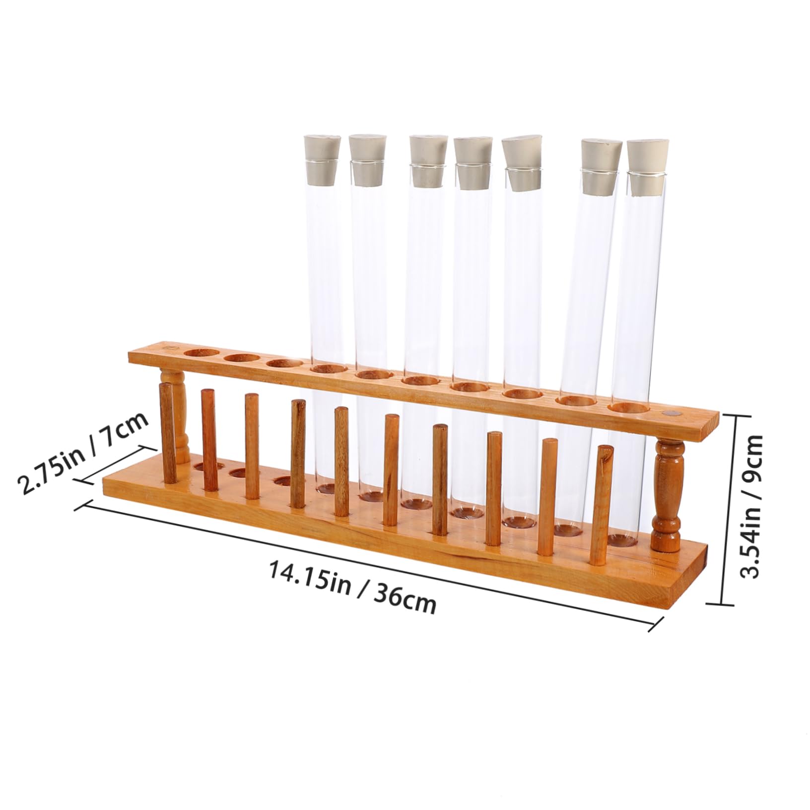Garneck Set di Provette in Vetro con Tappi in Sughero e Porta Provette in Legno a 10 Fori con Spazzola per Pulizia, Resistente al Calore, per Laboratori e Scuole