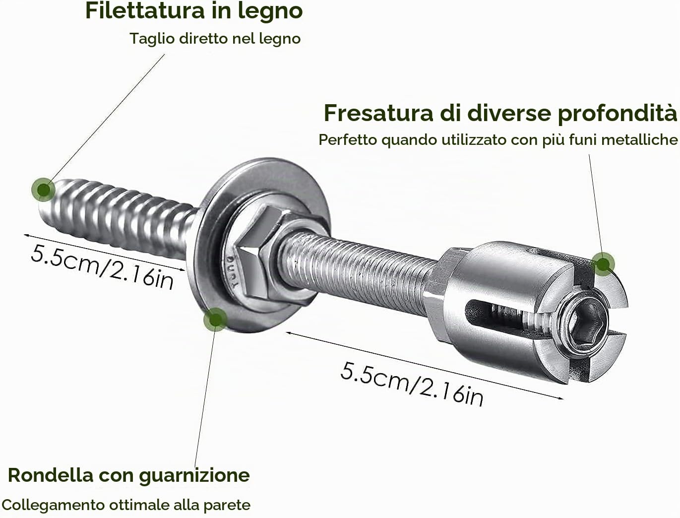 Supporto per Piante rampicanti in Acciaio Inox, Sistema Professionale Set Completo con Supporti a Parete e 3mm Corda in Acciaio (8 Supporti, 12m Corda)