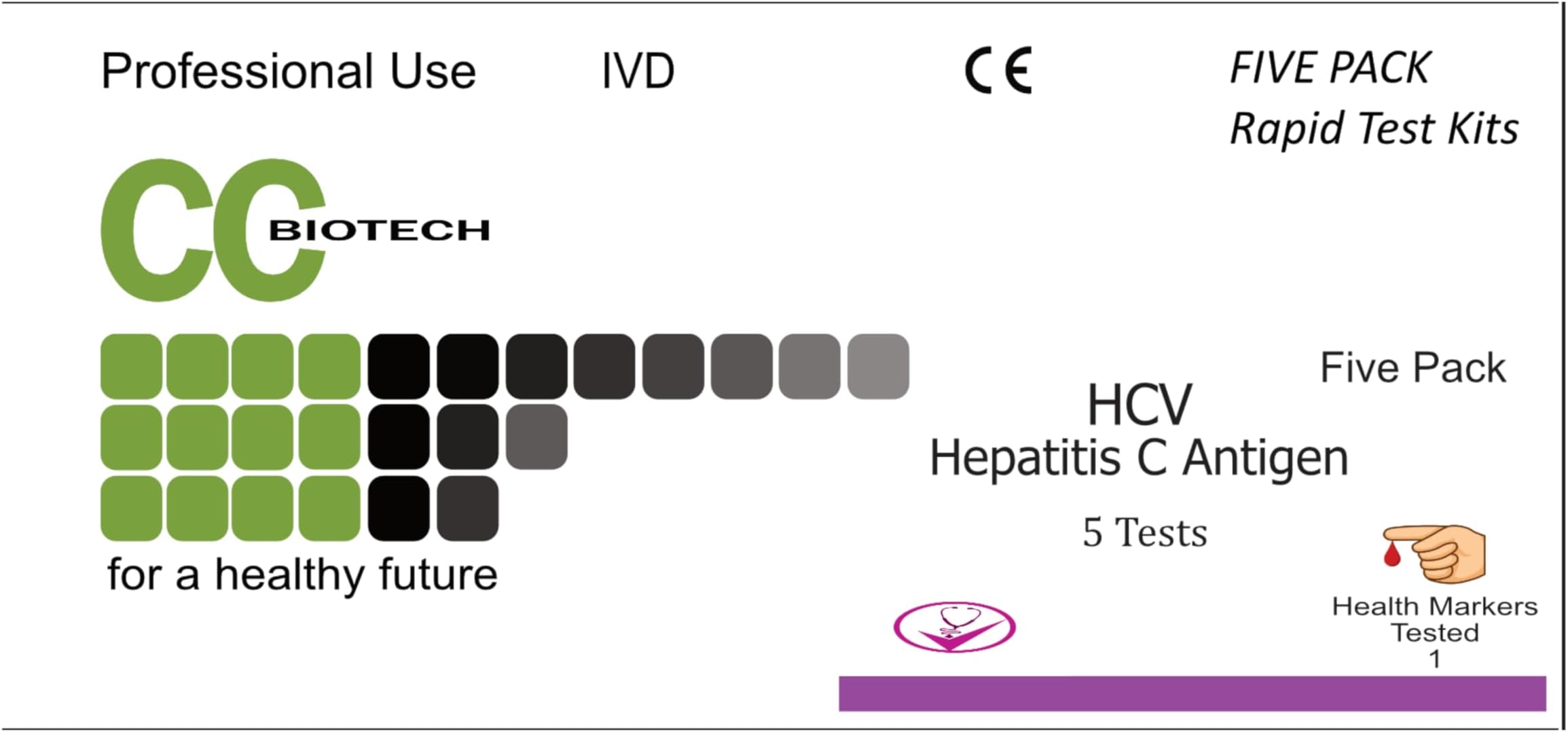 HCV Hepatitis C Antigen Test Kit, Professional Use, 5 Tests