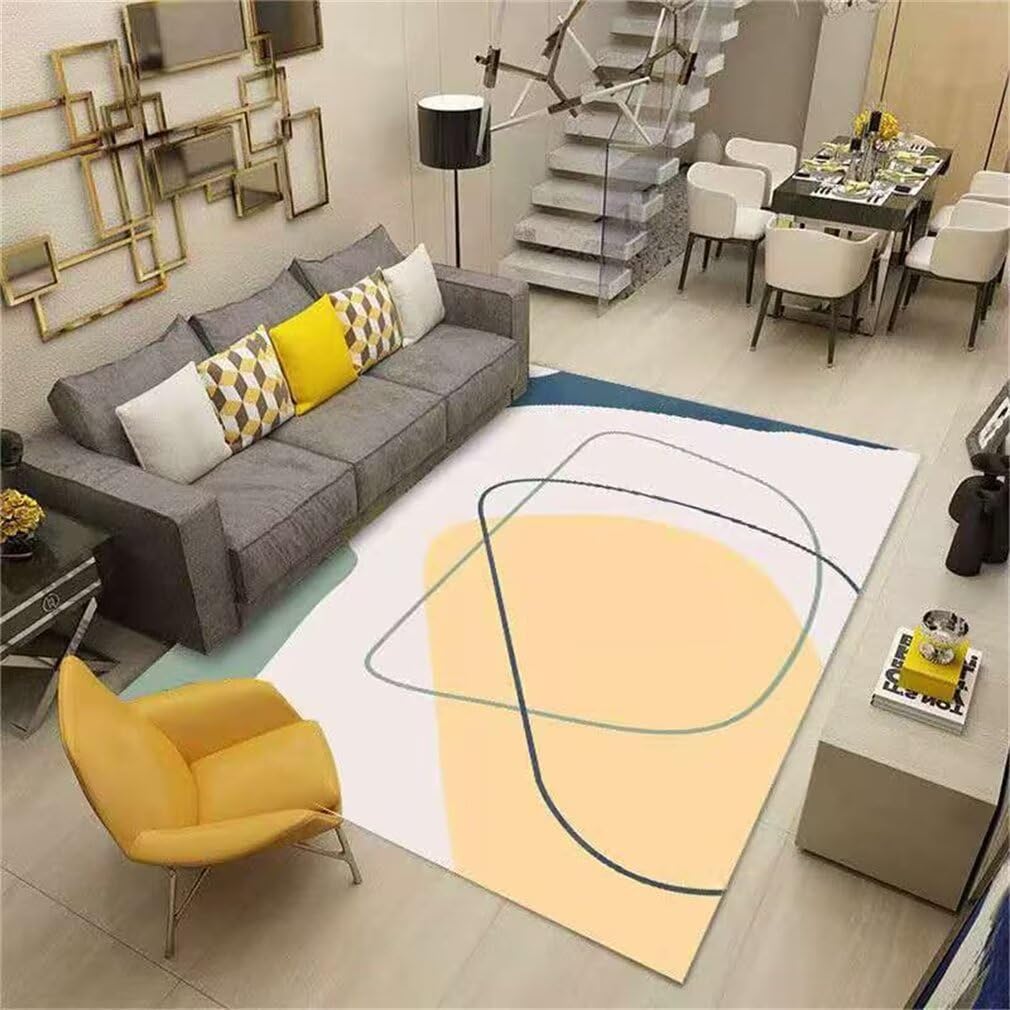 Tapis de sol enfant lavable grand format jaune minimaliste