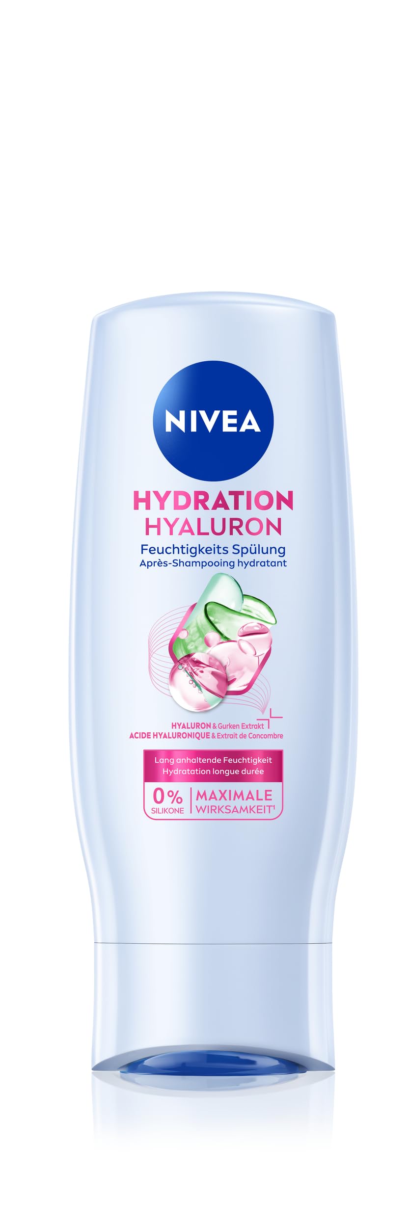 NIVEA Hydration Hyaluron Feuchtigkeits-Spülung (200 ml), feuchtigkeitsspendende Haarspülung mit Hyaluron & Gurkenextrakt, Conditioner für strahlenden Glanz & Spannkraft