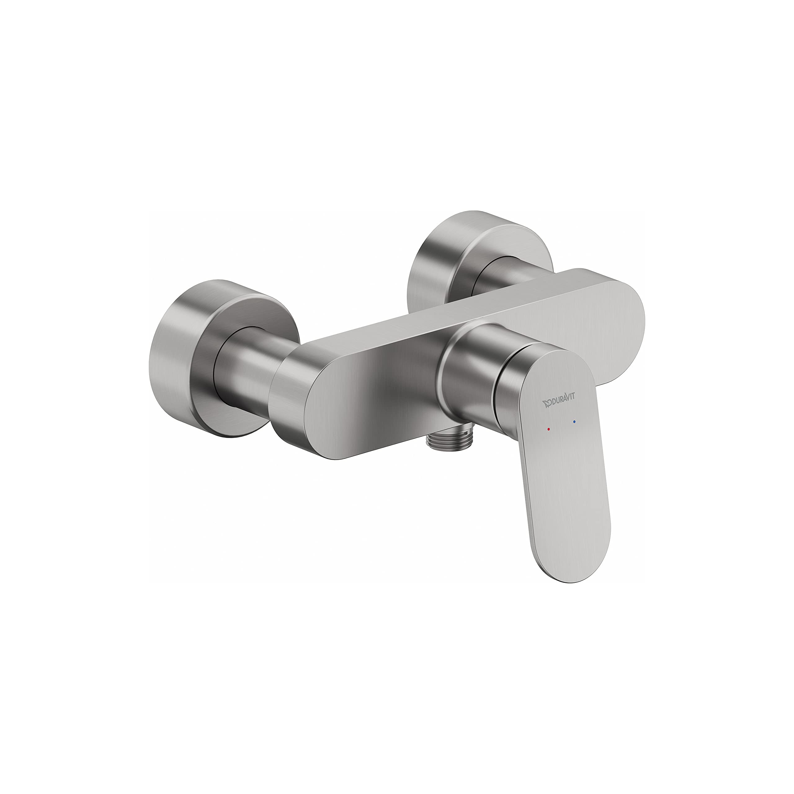 Duravit Wave Duscharmatur Aufputz für 1 Verbraucher, Badewannenarmatur mit Rückflussverhinderer, Einhebel-Brausemischer mit Keramikmischsystem, Edelstahl Gebürstet