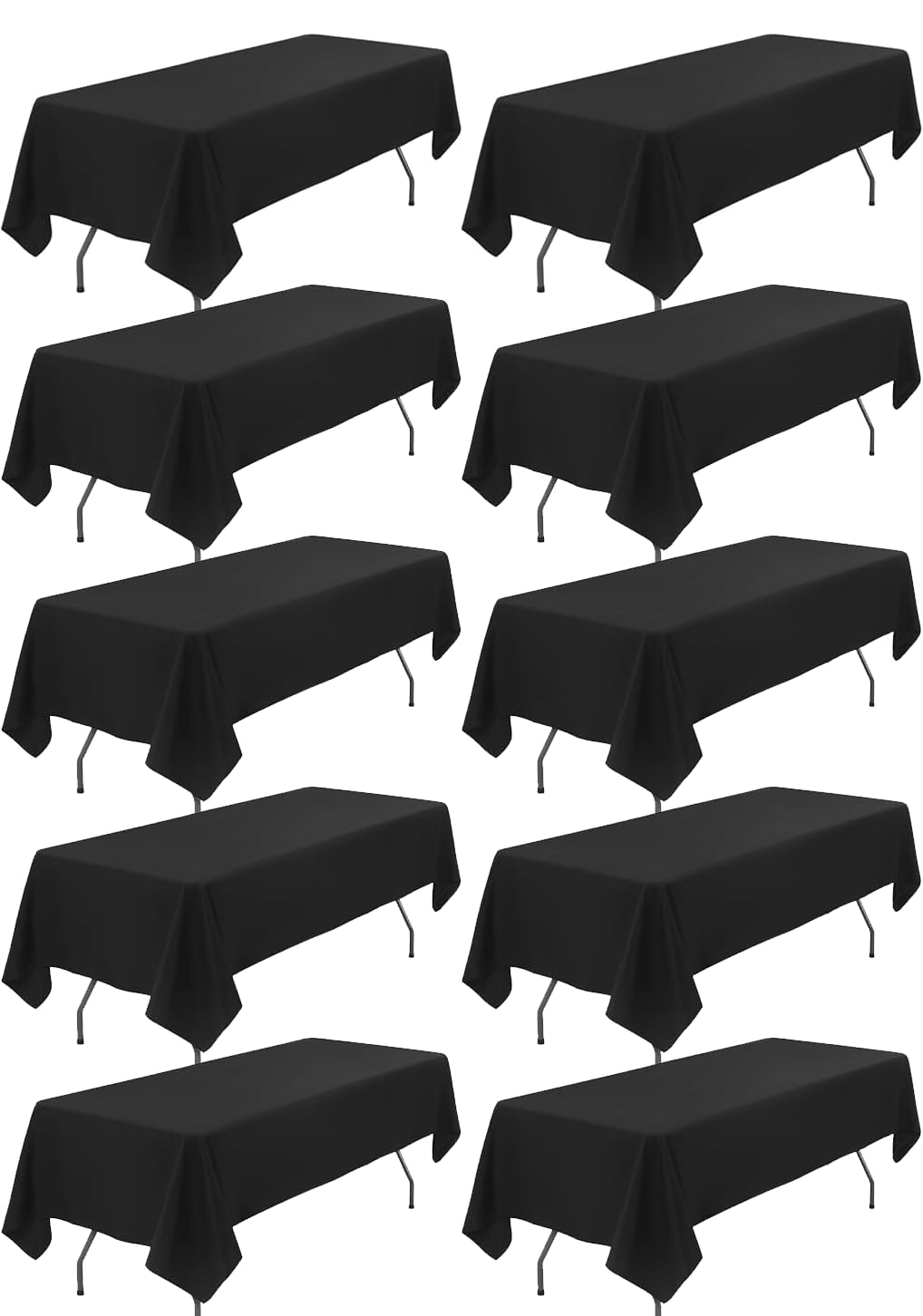 10 Pack Black Tablecloths for 6 Foot Rectangle Tables 60x102 Inch Tablecloth 6ft Table Cloths Polyester Tablecloths for Rectangle Tables Fabric Tablecloth Washable for Wedding Party