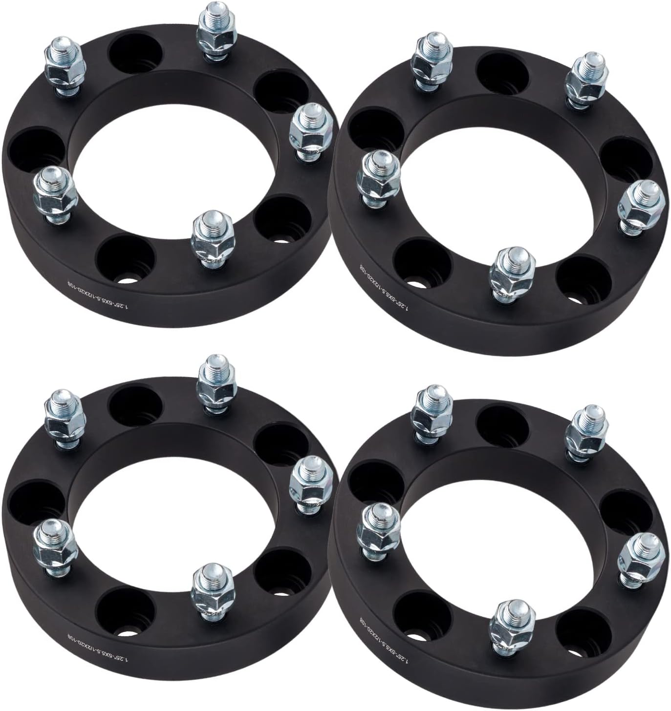 Forged 5x5.5 1.25 inch Wheel Spacers, 1.25 inch Wheel Spacer,108mm Hub Bore 1/2" x20 Thread Pitch Spacers Fits for Ram1500, F-15-0,E-150,E-150Econoline,Bronc,4pcs