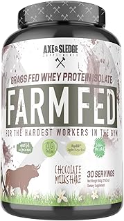 Axe & Sledge Supplements Grass-Fed Whey Protein Isolate, Digestive Enzymes, 22 Grams Protein, 30 Servings, Chocolate Milkshake