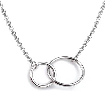 Collier Fine Chaîne Pendentif Cercles Entrelacés Acier Argenté - Oh My Shop