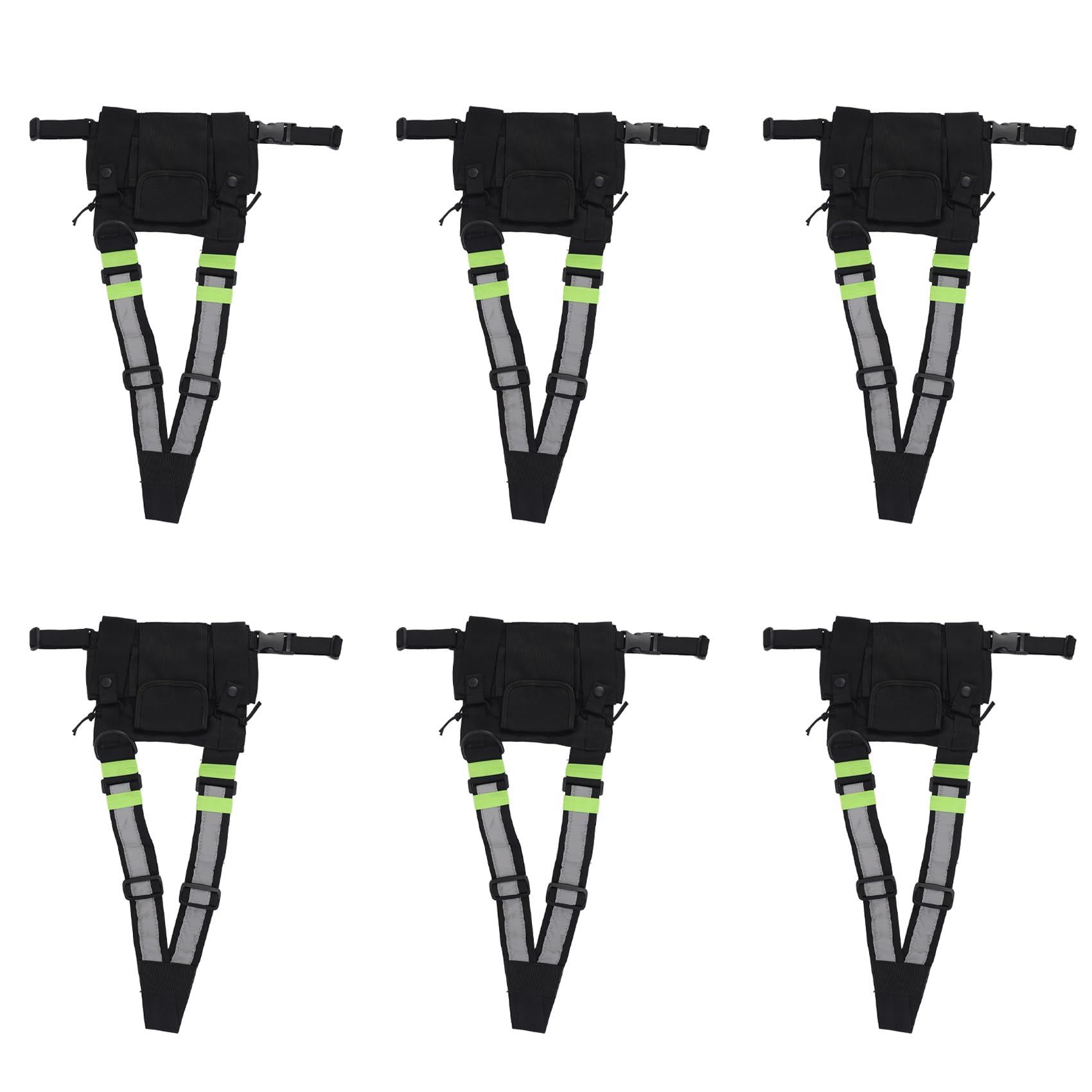 6X Le Radio Pocket Radio Chest Harness Cassa Anteriore Confezione Pouch Vest Caso Rig per 2 Way Radio Walkie Talkie Adatto per UV-5R Nero + Verde