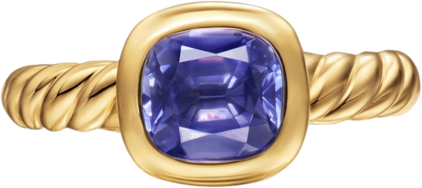 London Blue Topaz Solitaire Ring – 925 Sterling Silver, Gold Plated, Handmade Jewelry – Elegant Gift for Women & Girls – Anniversary, Birthday & Valentine's Day Special