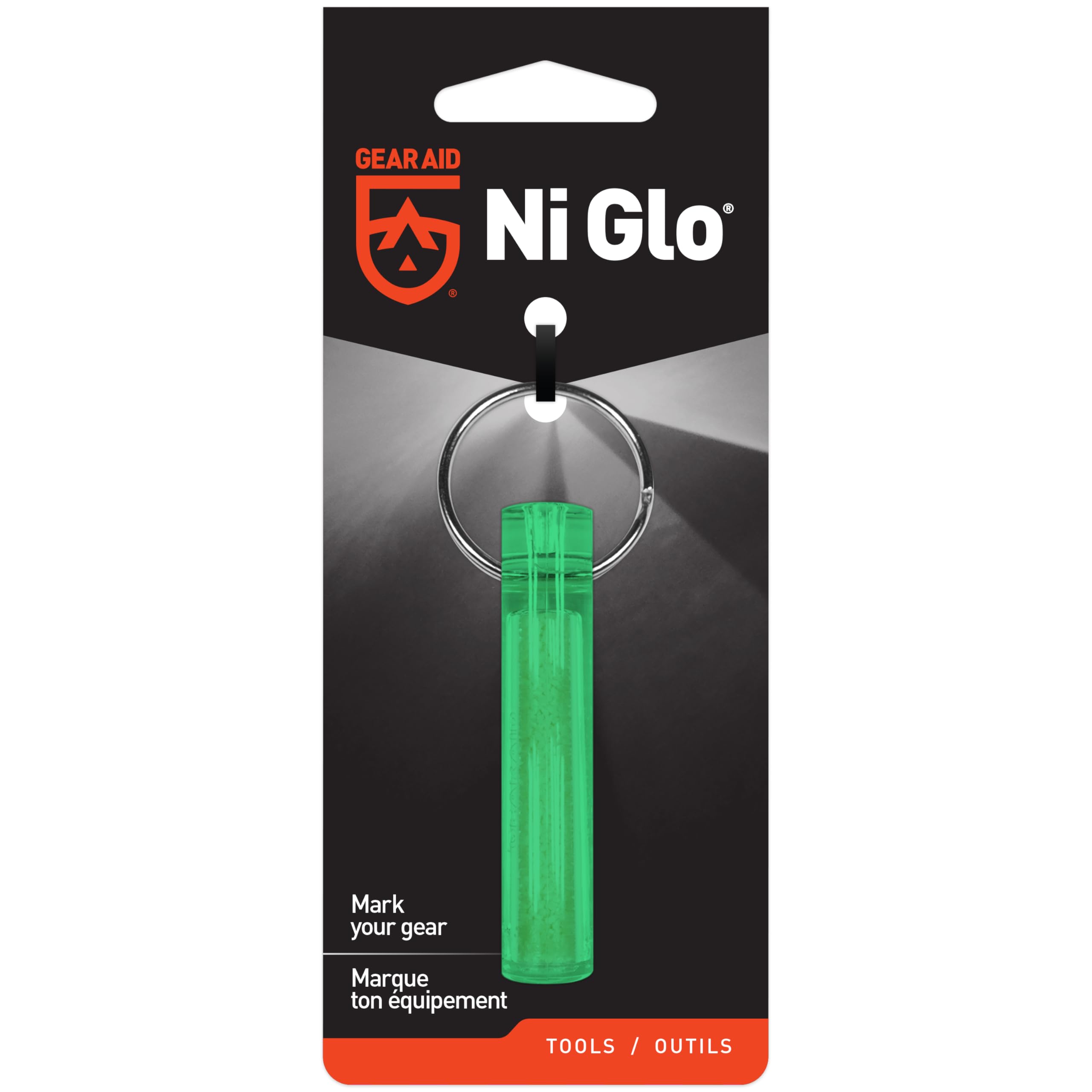 GEAR AID Ni Glo 2” UV Rechargeable Glowing Keychain – Multi-Purpose Glow-in-the-Dark Accessory for Camping