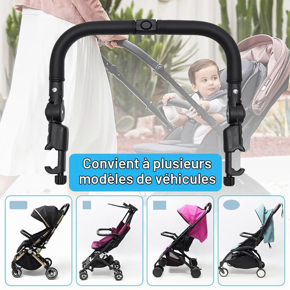 Barres De Pare-Chocs Pour Poussette, Pare-chocs Poignée De Poussette, Pare-Chocs De Poussette, Guidon Réglable Pour Poussette Bébé Accoudoir Barre De Protection Butoir (Noir)