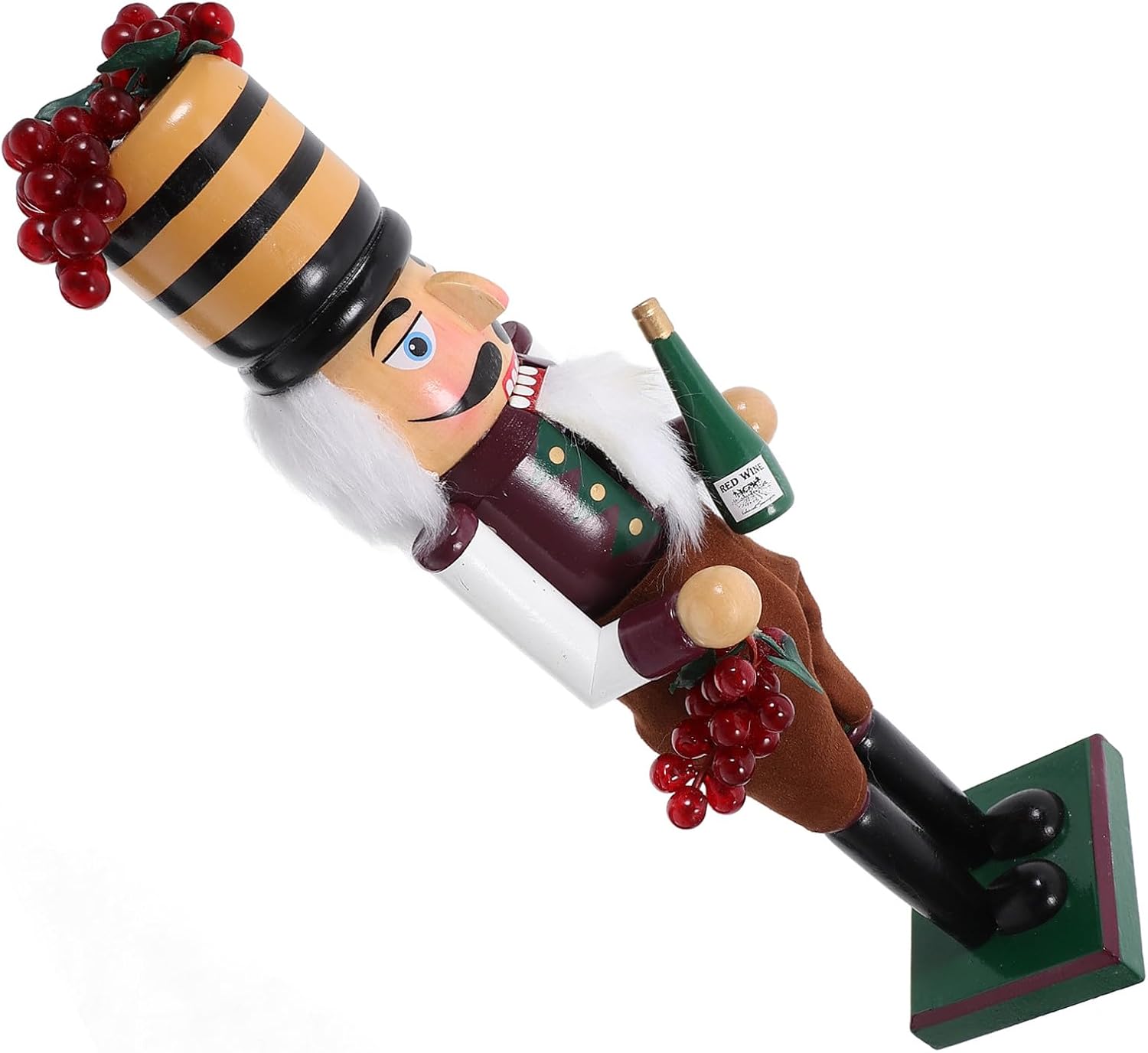 Christmas Nutcracker Figurine Wine Bottle Holder Wooden Desktop Decoration Traditional Xmas Nutcrackers Festival Ornament for Home and Holiday Display