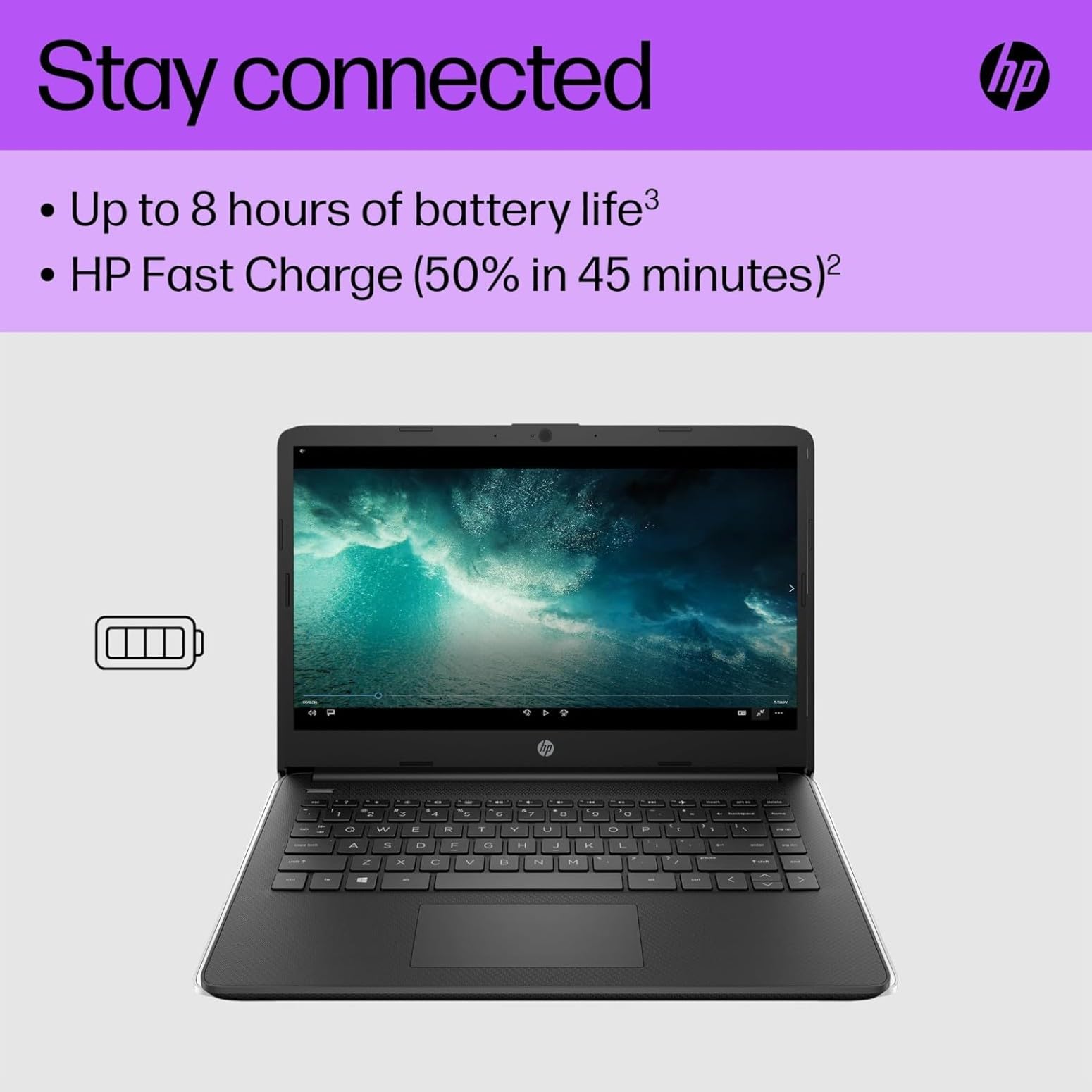 HP Stream 14" Laptop | Intel N4120 Processor | 4 GB RAM | 64 GB eMMC | Intel UHD Graphics | HD Display | Dual Speakers | Microsoft 365 Personal 12 month included | Win 11 | Jet Black | 14s-dq0000sa — view 6