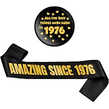 50th Birthday Decorations Sash Badge - 2 Pcs Black Gold All the Best Things Were Made in 1976 Badge Amazing Since 1976 Sash Accessories for Men Women Cheers to 50 Party Gift Supplies