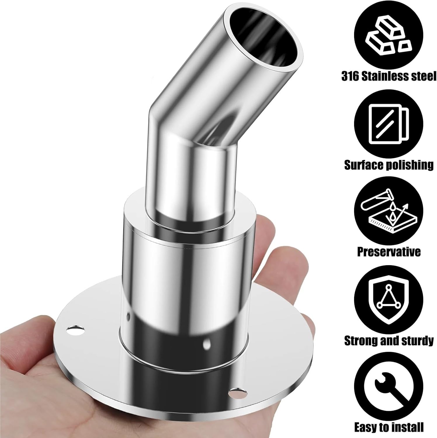 Thru Hull Fitting Thru Hull Exhaust Skin Stainless Steel Fittings Tube Pipe Socket Hardware for Heaters For Boats(Bending)