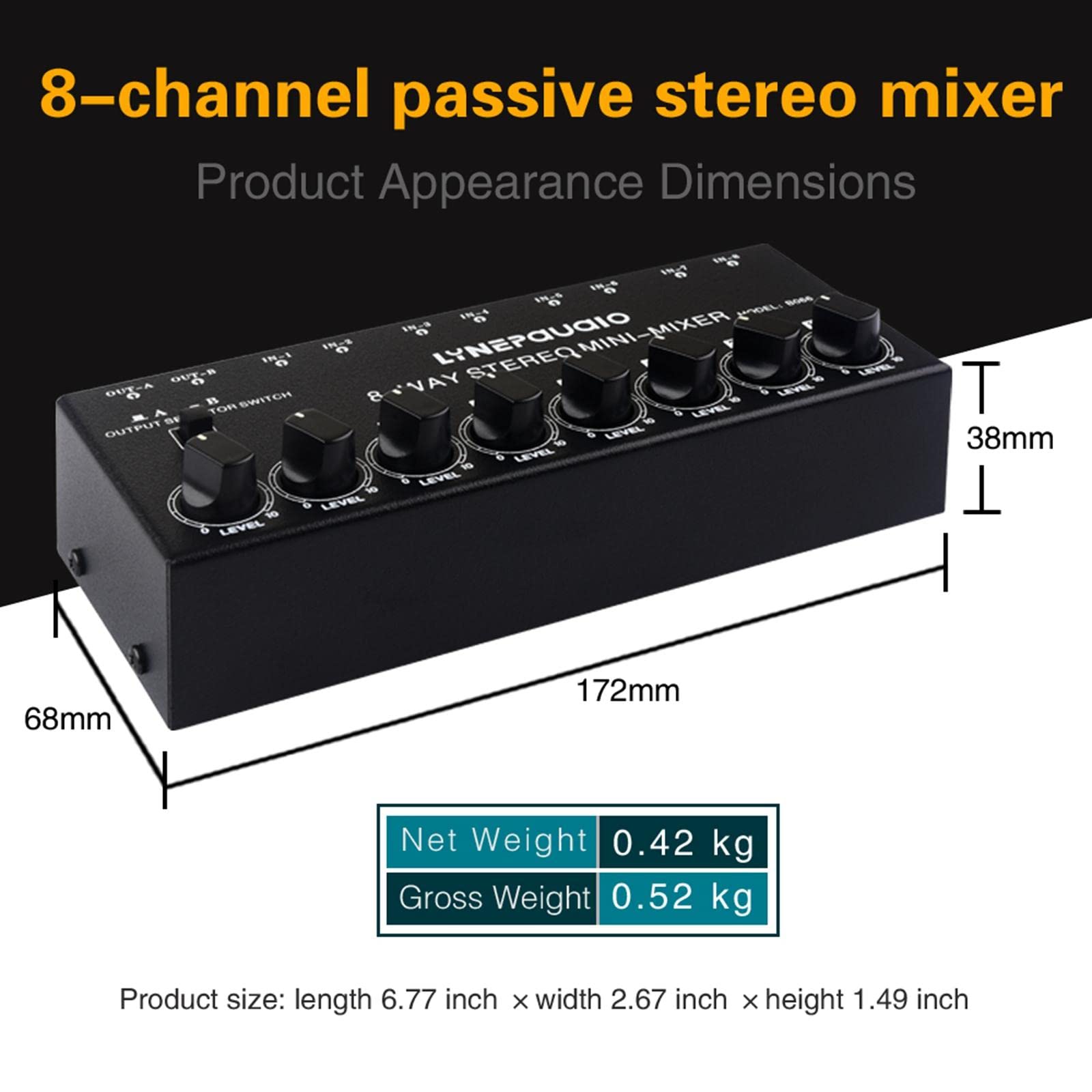 Conmutador AV de 8 Vías, Conmutador RCA, Conmutador de Impedancia de Altavoz, Selector de 8 Vías para Juegos