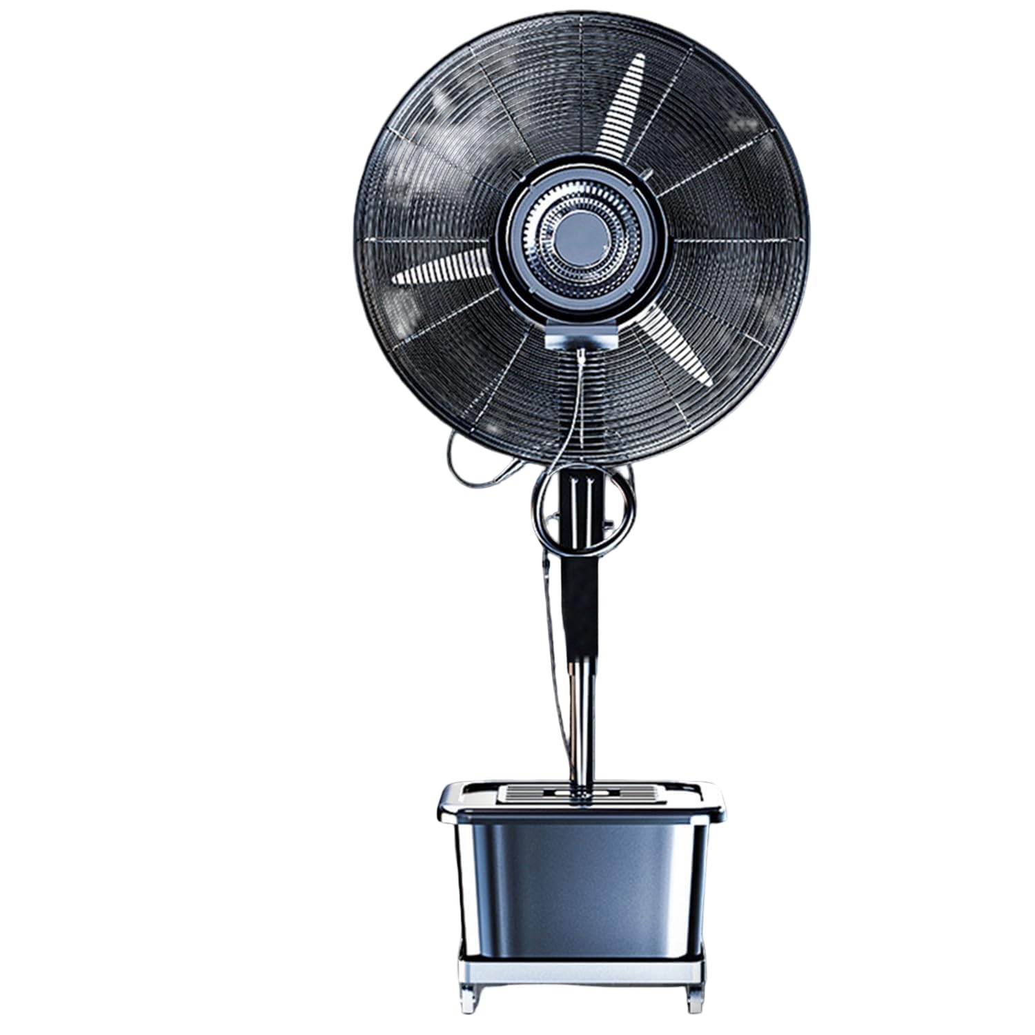 AYCDL Pedestal Fan with Water Mist Spray, Humidifying Misting Fan, Standing Fan with 3 Speeds, 42L Water Tank, Height Adjustable Outdoor Fan with 120° Oscillation,Black-Diameter 81cm/32in