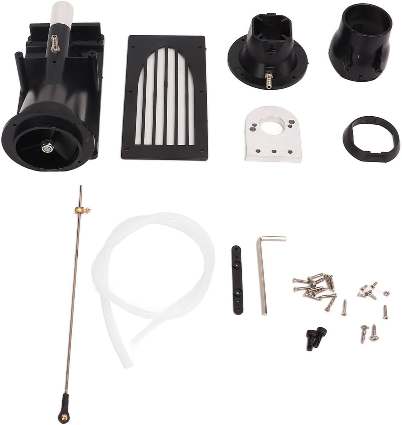 40mm RC Boat Jet Thruster, Remote Control Boat Pump Jet Water Pusher with Built - in Propeller, Oversized Caliber Underwater Thruster for 80-120cm Hulls (Black)