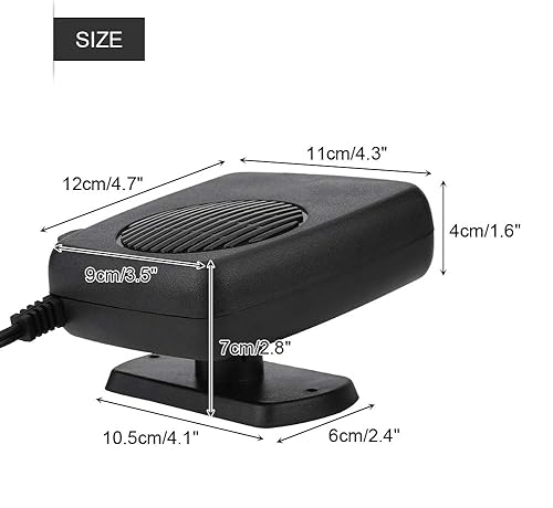 Miniatura 5 de Keenso - Calentador de cerámica para automóvil de 12 V, 150 W, descongelador, desempañador universal portátil