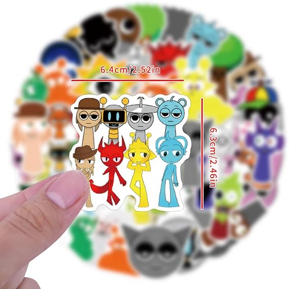 110Pcs Incredibox Sprunki Stickers, PVC Waterproof Cute Anime Cartoon Stickers for Teens Office Workers Crafts Gifts Laptop Bottles Guitar Luggage Skateboard