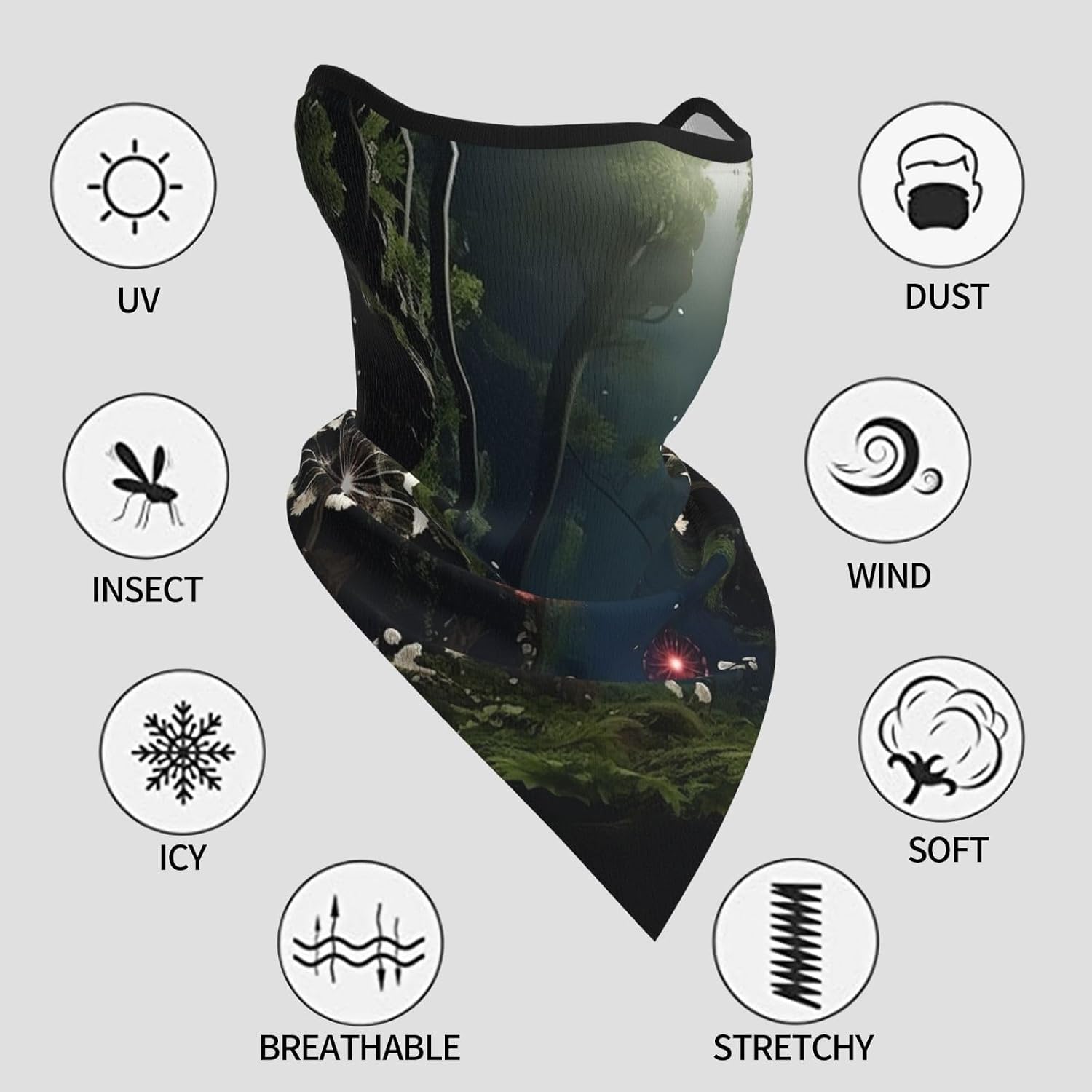 Protection Neck Gaiter Face Cover Fairy Circle, Dandelion Balaclava Scarf Mask, Windproof Breathable Sun Shield for Men Women, Skiing Hiking Cycling Outdoor Sports
