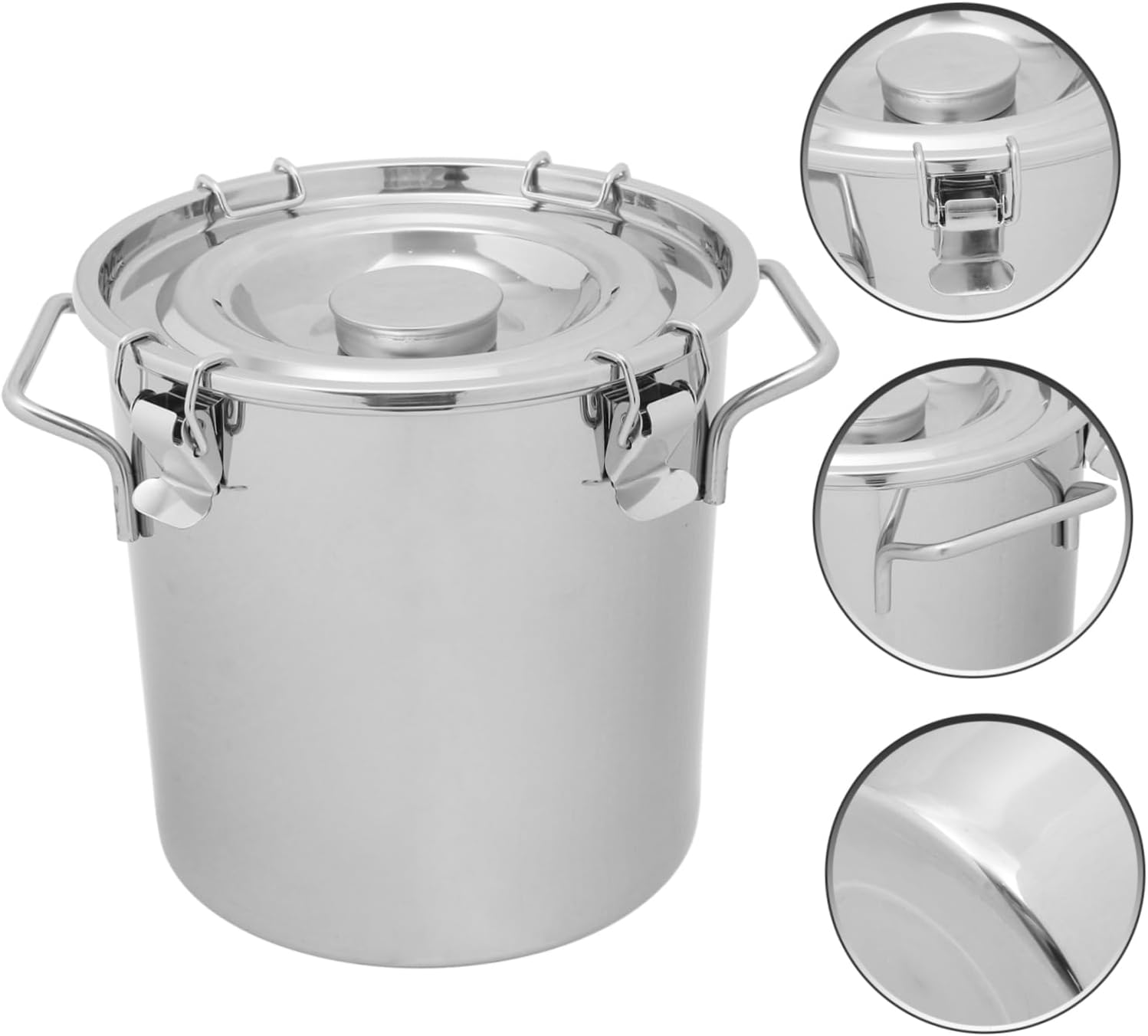 ステンレス製密封キャニスター密閉バレルミルクバケツ 強耐荷重ハンドル付 多機能食品保存容器 キッチン収納用 キャンプ アウトドア対応