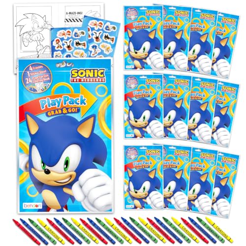 Sonic the Hedgehog Party Favors Activity Bundle - 12 Goodie Bags Stuffers