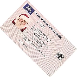 Santa Driving License, Santa Claus Flying License Christmas Lost Flying Driving Licence for Xmas Ornament Style1, Claus Card