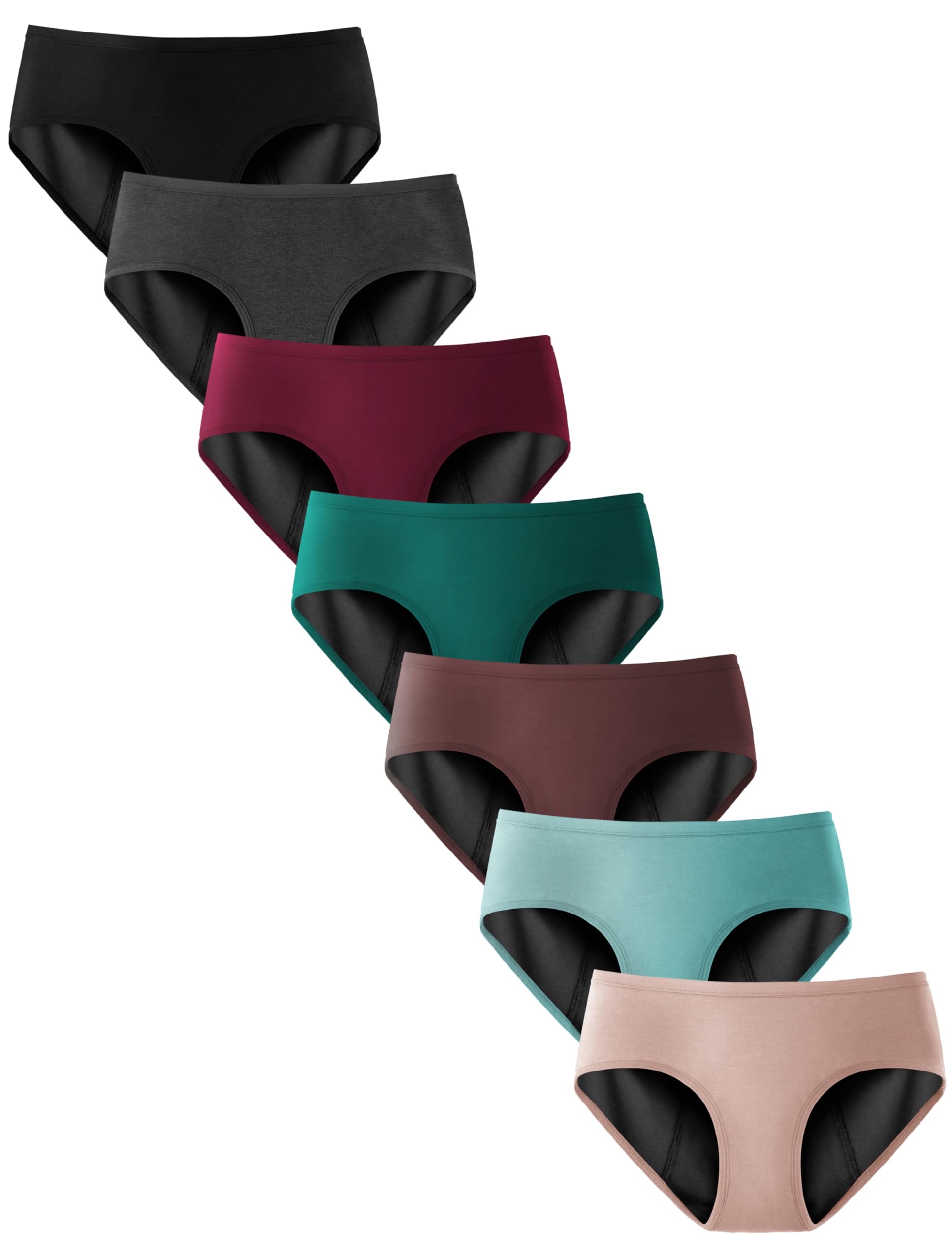 TIICHOO Period Underwear for Women and Teens Heavy Flow Menstrual Panties Incontinence Leakproof 7 Pack