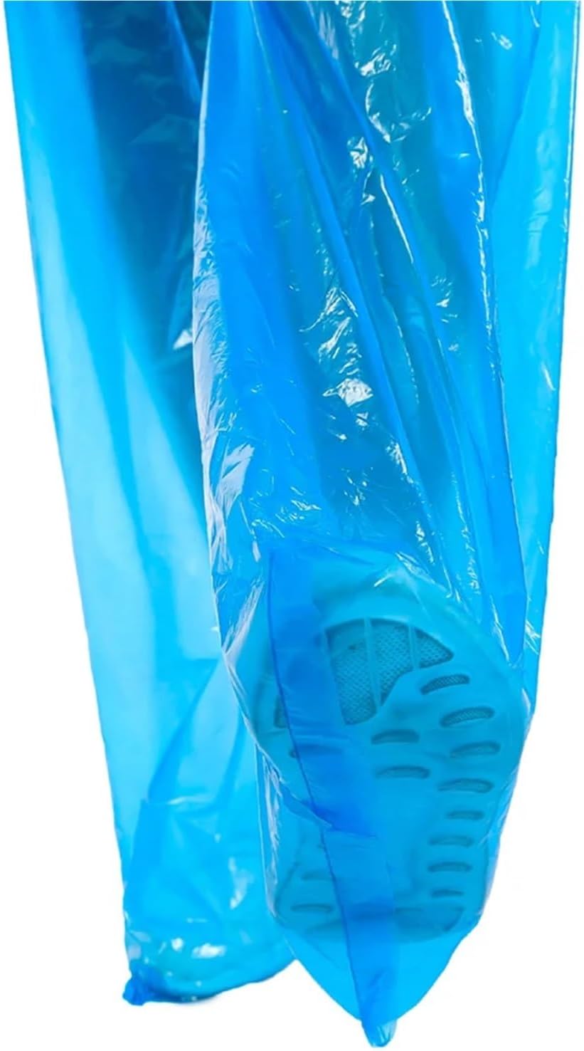Disposable Rain Ponchos For Adults 5PCS Disposable Two-piece Raincoat Adults Windproof Hooded Rain Poncho Unisex Plastic Raincoats Hoodie for Camping (Blue)