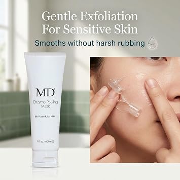 MD Enzyme Peeling Mask for Sensitive Skin - Gentle Exfoliating Gel with Papaya & Pineapple Enzymes - Professional Brightening Peel-Off Mask for Clear Pores and Smooth Texture - 30mL