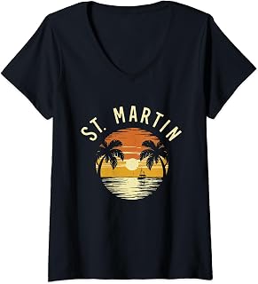 Womens St. Martin Caribbean Island V-Neck T-Shirt