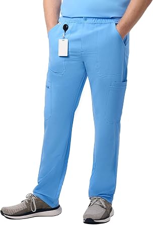 Peelz Kyle Cargo 9-Pocket Straight-Leg Scrub Pants for Men - Elastic Waistband, Soft Mens Scrubs, Comfort Fit