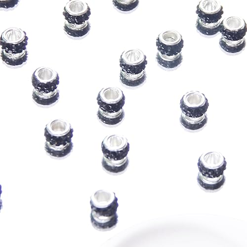 Miniatura 6 de 60 cuentas espaciadoras de diamantes de imitación grandes, cuentas espaciadoras negras europeas para manualidades grandes, diamantes de imitación de