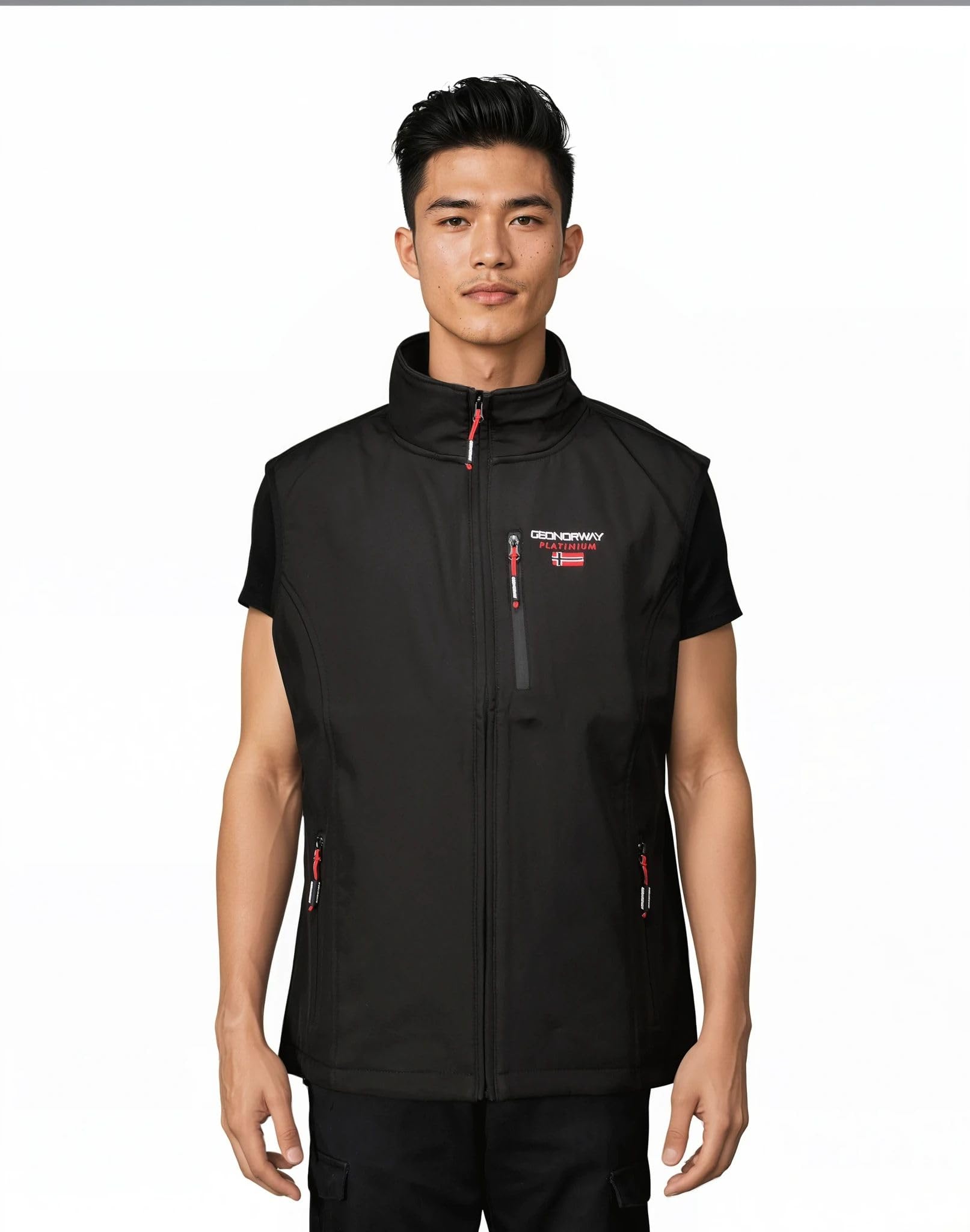 Geographical Norway VAKITO Hombre - Softshell sin mangas a prueba de viento y ligero, chaleco con cremallera al aire libre ideal para senderismo y actividades al aire libre