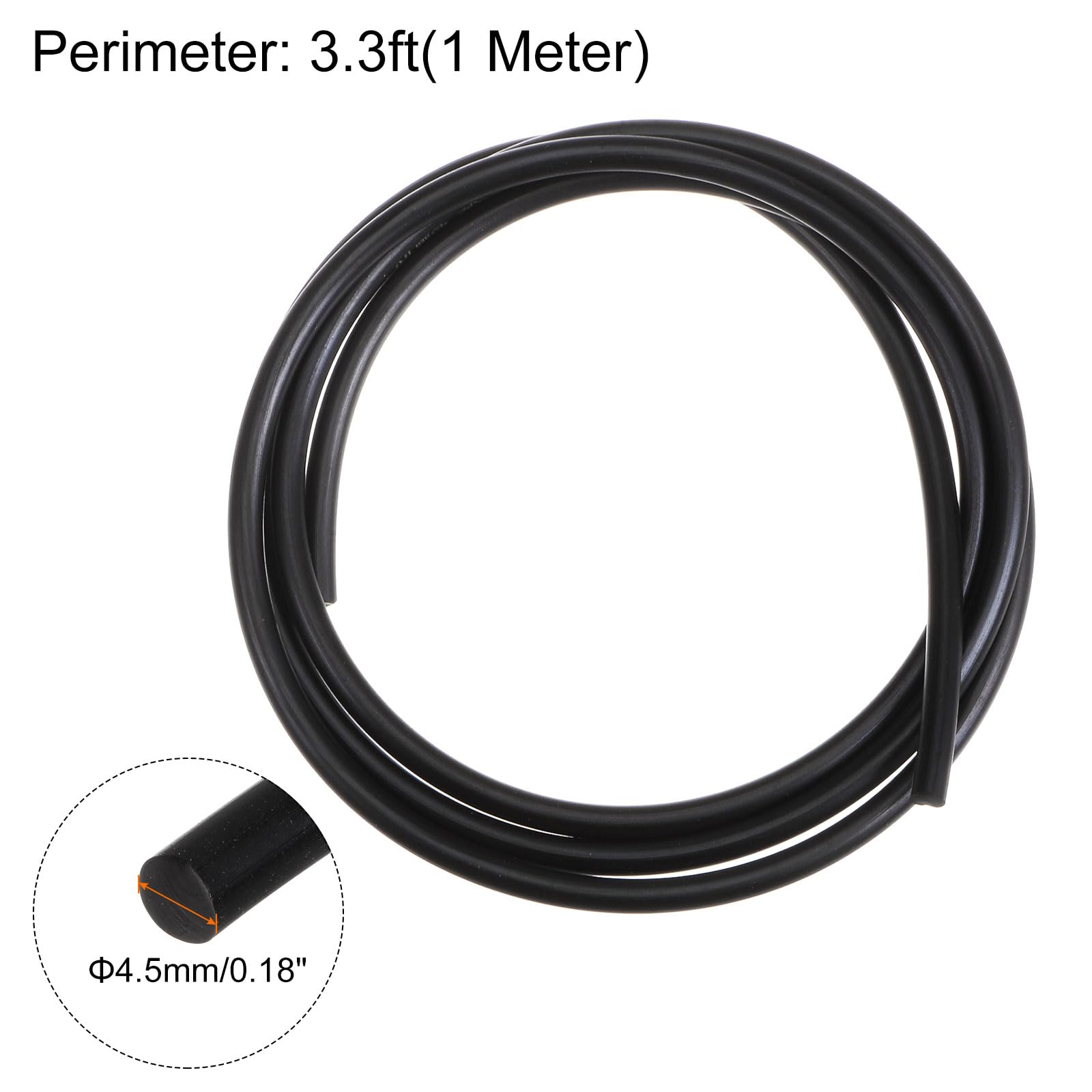 QUARKZMAN Transmisión Correa Poliuretano Redonda 4,5mm Diámetro 1 Metro Suave PU Uretano Negro