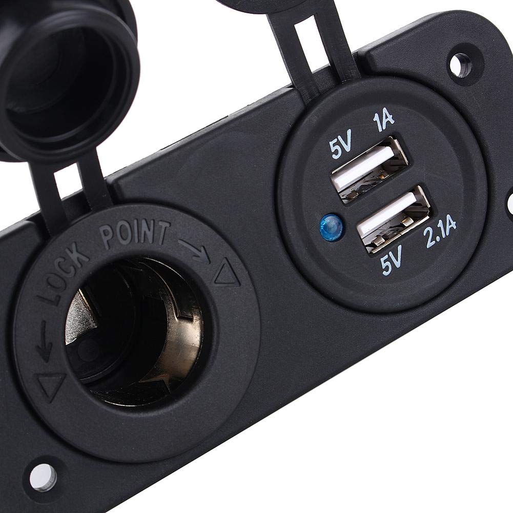 Attacco 12V Con Presa Accendisigari E Doppia USB (1A + 2.1A) - Splitter Adattatore Impermeabile Per Auto, Moto, Barca, Camper